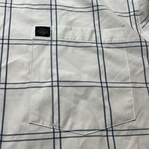 Harley Davidson H-D Performance Shirt White Plaid Mens XXL Biker Windowpane - Picture 4 of 9